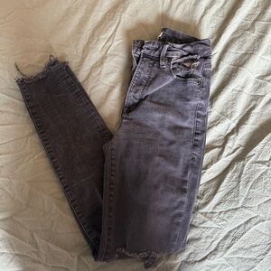 Good American Black Washed Skinny Jeans with Frayed Hems